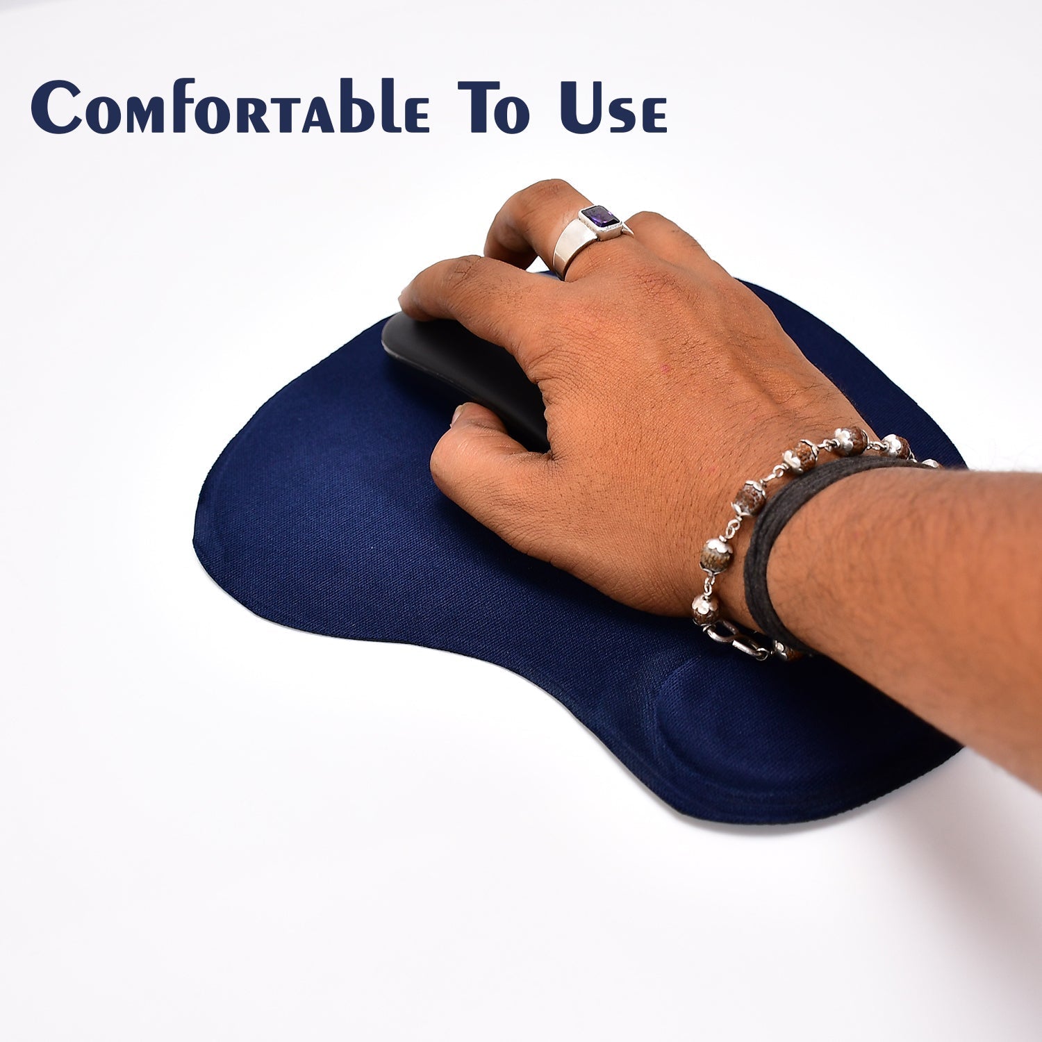 Ergonomic mouse pad with wrist rest, from above Ergonomic mouse pad with wrist rest, from above